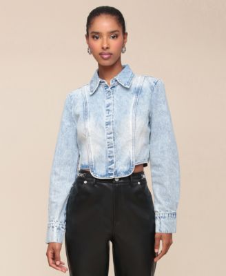 Avec Les Filles - Women's Tuxedo Long-Sleeve Denim Shirt