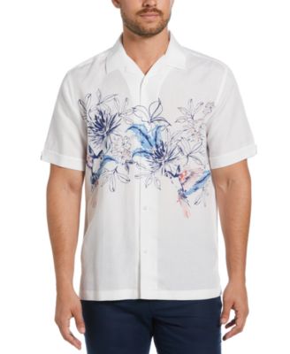 Cubavera - Men's Parrot Chest Print Short Sleeve Button-Down Shirt
