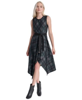 DKNY - Women's Jewel-Neck Sleeveless Belted Dress