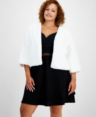 BCX - Trendy Plus Size Open-Front Faux Fur Shrug