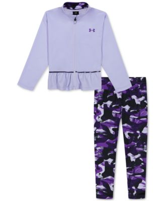 Under Armour - Toddler & Little Girls 2-Pc. Full-Zip Peplum Sweatshirt & Printed Leggings Set