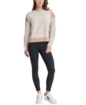 DKNY - Women's Active Colorblocked Crewneck Dropped-Shoulder Top