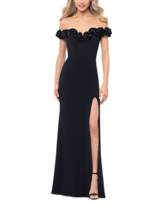 Blondie Nites - Juniors' Off-The-Shoulder Ruffled Evening Gown
