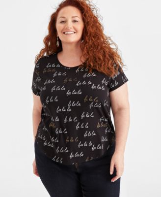 Style & Co - Plus Size Whimsy Graphic Scoop-Neck T-Shirt