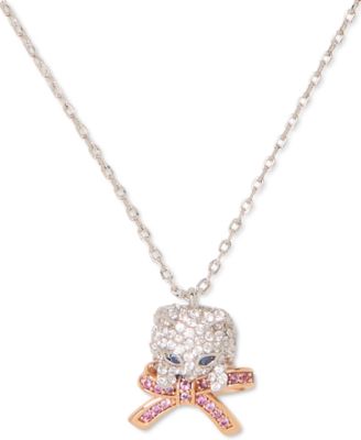 kate spade new york - Two-Tone Pav&eacute; & Stone Pawlina Mini Pendant Necklace, 16" + 3" extender
