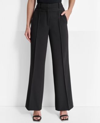 DKNY - Women's High-Rise Piped-Front Wide-Leg Pants