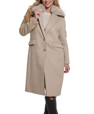 GUESS - Women's Nancy Faux-Fur-Collar Long Coat