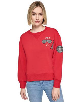 KARL LAGERFELD PARIS - Women's Embellished Ribbed-Hem Sweater