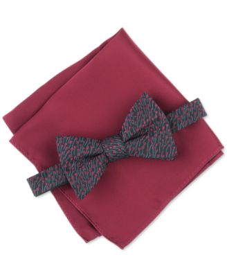 Bar III - Men's Bennet Floral Bow Tie & Solid Pocket Square Set