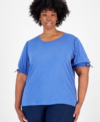 Tommy Hilfiger - Plus Size Tie-Sleeve Crewneck Top