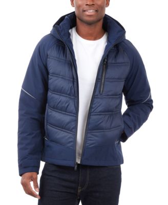 Michael Kors - Men's Mixed-Media Full-Zip Hooded Jacket