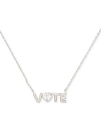 kate spade new york - Silver-Tone Have Your Say Mini Pendant Necklace, 16" + 3" extender