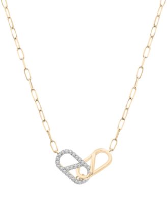 Wrapped - Diamond Interlocking Link 18" Pendant Necklace (1/6 ct. t.w.) in 10k Gold