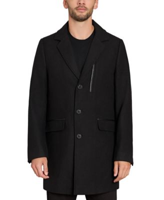 Sam Edelman - Men's Coat with Faux-Leather Trim