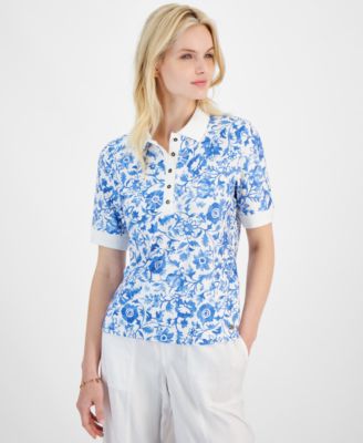 Tommy Hilfiger - Women's Indigo Garden Printed Polo Top