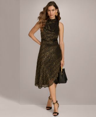 Donna Karan New York - Women's Burnout Velvet Sleeveless Midi Dress