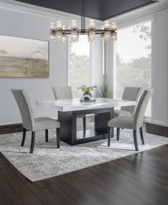 Furniture - Kellet 5 Pc. Rectangular Marble Dining Set (Table & 4 Side Chairs)