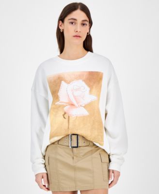 Grayson Threads, The Label - Juniors' Rose Graphic Crewneck Sweatshirt