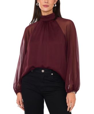 1.STATE - Women's Mock Neck Raglan Sleeve Blouse