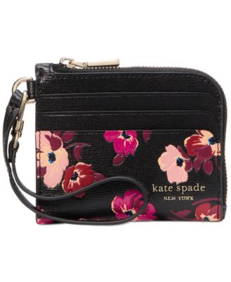 kate spade new york - Devin Poppies Embossed Saffiano Leather Coin Card Case Wristlet