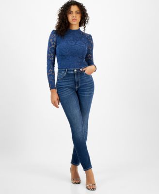 GUESS - Women's 1981 Lace-Pocket High-Rise Skinny Jeans