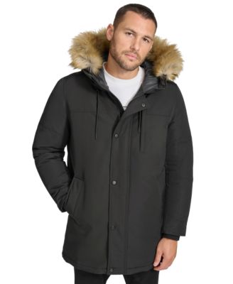 Calvin Klein - Men's Long Parka with Faux-Fur Lined Hood