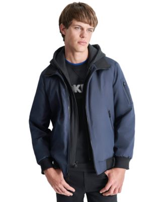 DKNY - Men's Removable Hood Water-Resistant Bomber Jacket