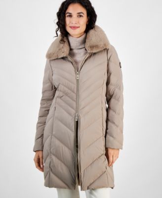 Michael Kors - Women's Faux-Fur-Trim Hooded Puffer Coat
