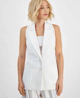 Bar III - Petite Button-Front Sleeveless Blazer
