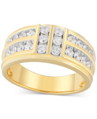 Macy's - Men's Diamond Multirow Channel-Set Ring (1 ct. t.w.) in 10k Gold