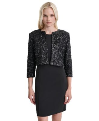 DKNY - Women's Sequin Collarless Jacket