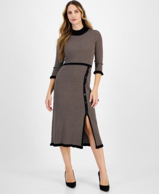 Robbie Bee - Women's Geo-Print Mock-Neck Bodycon Dress
