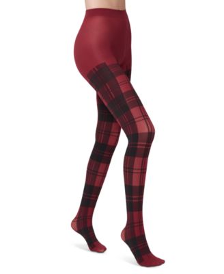 Hue - Women's Plaid Control-Top Sweater Tights