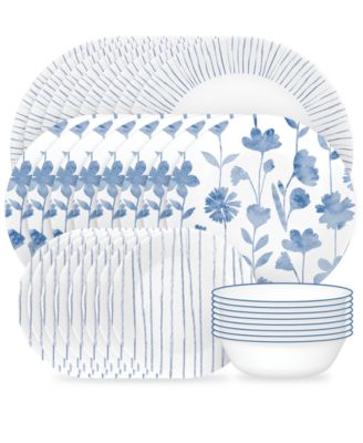 Corelle - Botanical Stripes 32-Pc. Dinnerware Set, Service for 8