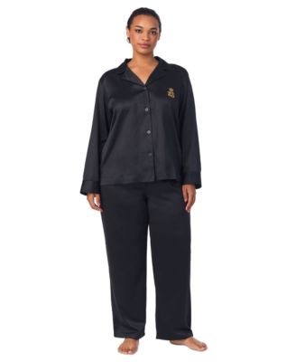 Lauren Ralph Lauren - Plus Size Satin Notched-Collar Pajama Set