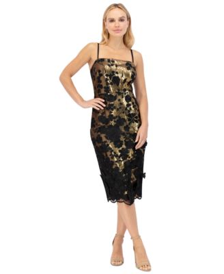 Eliza J - Women's Floral-Appliqu&eacute; Sequinned Dress