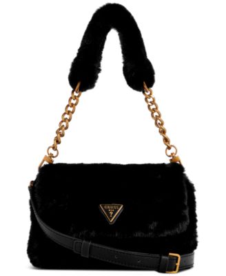 GUESS - Samia Flap Small Faux Fur Shoulder Bag
