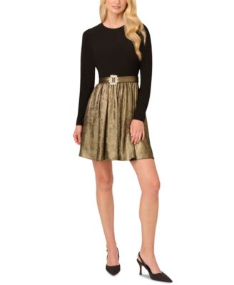 Adrianna by Adrianna Papell - Women's Long-Sleeve Belted Dress