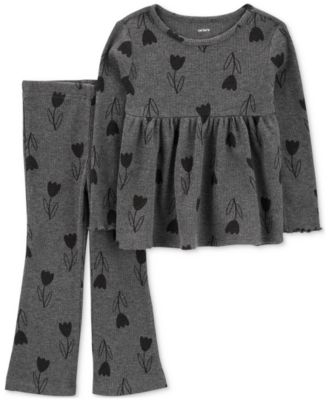 Carter's - Baby Girls Floral Thermal Top & Flare Pants, 2-Piece Set