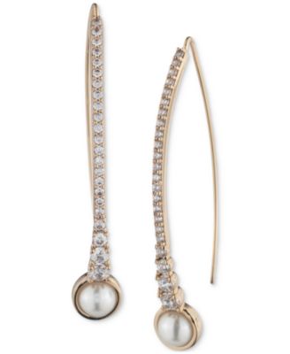 Givenchy - Gold-Tone Crystal & Imitation Pearl Threader Earrings