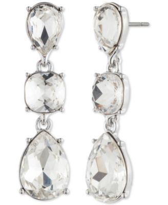 Givenchy - Silver-Tone Crystal Triple Drop Earrings