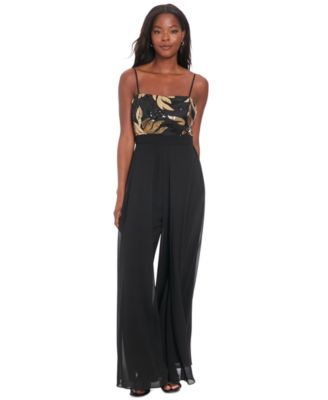 London Times - Petite Sequin-Bodice Wide-Leg Jumpsuit