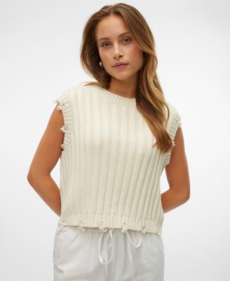 Vero Moda - Women's Danna Sleeveless Distress Sweater x