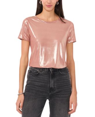 Vince Camuto - Women's Metallic Short-Sleeve Crewneck Top