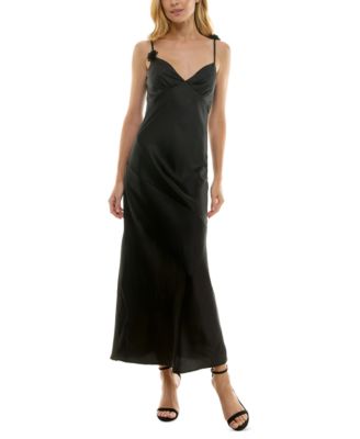 Crystal Doll - Junors' Rosette-Trim Tie-Back Maxi Dress