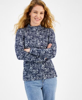 Style & Co - Women's Printed Mock-Neck Long-Sleeve T-Shirt