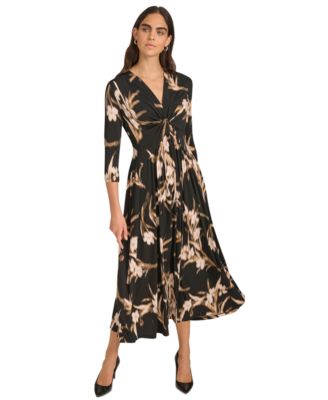 Calvin Klein - Women's Printed 3/4-Sleeve Midi Dress