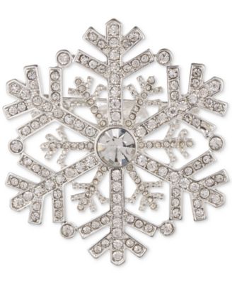 Anne Klein - Silver-Tone Crystal Snowflake Pin