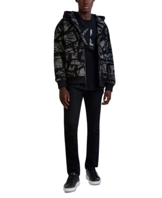 KARL LAGERFELD PARIS - Men's Abstract Mixed Media Fleece Jacket