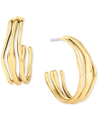 Calvin Klein - Stainless Steel Medium Wavy Triple-Row C-Hoop Earrings, 1.04"